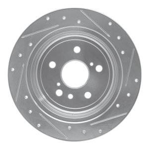 Toyota Sienna Brake Rotor (1) - Rear Left - R1 Concepts - Drilled & Slotted - Silver - `04-`10